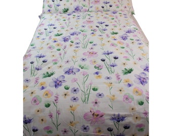 100% katoenen beddengoed Enkele dekbedset met 2 kussens lentebloemen