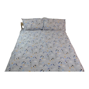 100% Cotton Bedding Single Duvet Set With 2 Pillows Grey With Cute Pandas'