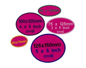 Personalized Embroidery Badge Patch Applique Oval Round Iron On Sew In Design D1