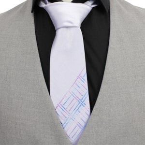Handmade Lilac Pink And Blue Geometrical Tie Necktie