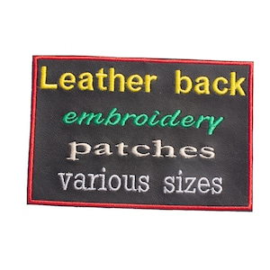 Gepersonaliseerde geborduurde lederen zwarte badge patch appliqué rechthoek ingenaaid ontwerp