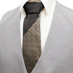 Handmade Black And Brown Geometrical  Tie