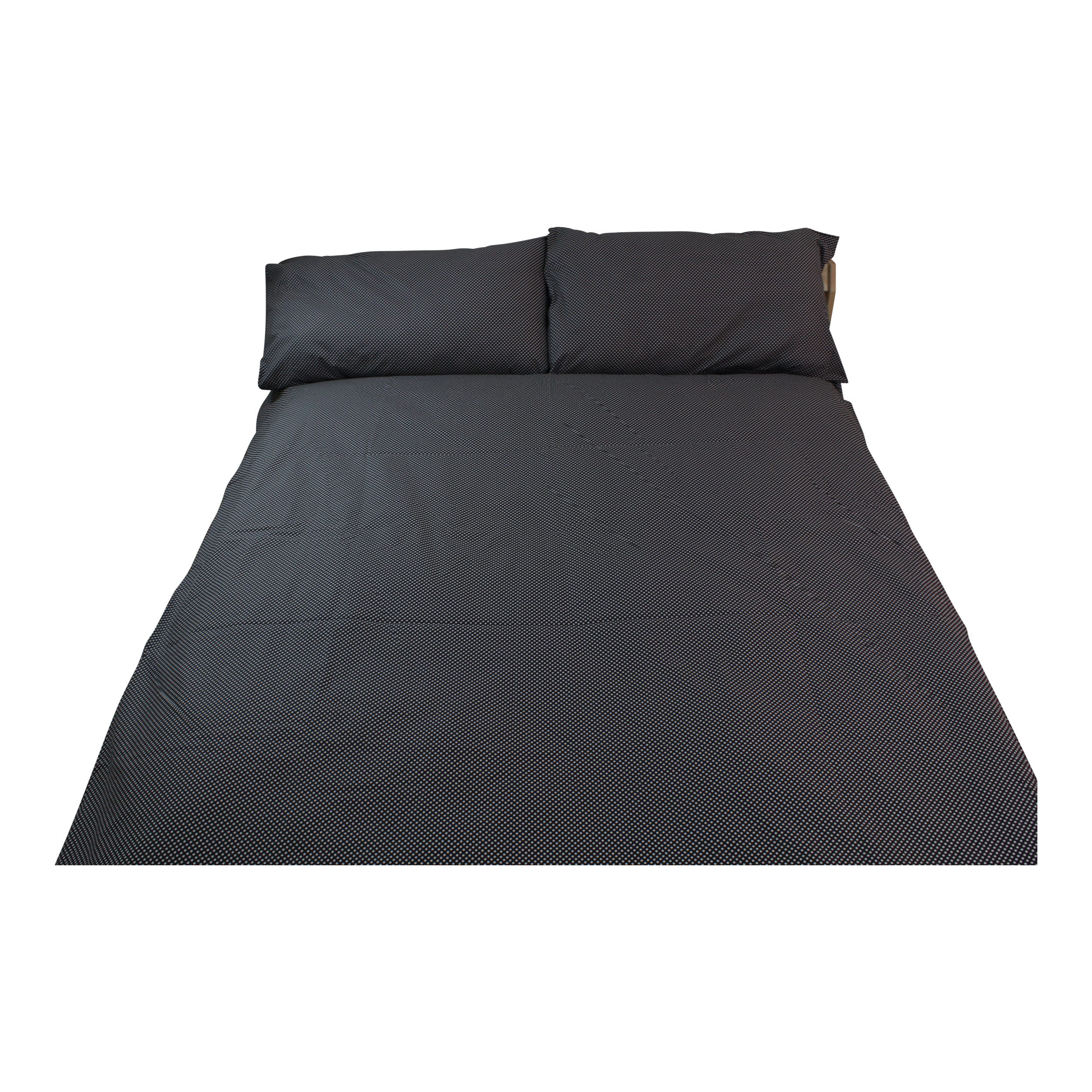100% Cotton Bedding Single Duvet Set With 2 Pillows Black With White Polka Dots