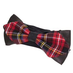 Herren Red Stewart Tartan Diamond Fliege Vorgebunden Verstellbarer Formaler Halsschmuck