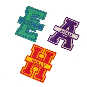 Parche para planchar o coser con aplique de insignia con nombre y letra monograma bordado personalizado