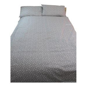 100% Cotton Bedding Single Duvet Set With 2 Pillows Grey Small Clouds