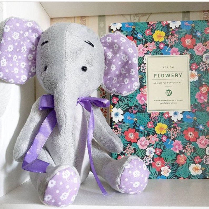 grey plush toy baby shower gift stuffed elephant Christmas gift children jungle theme nursery decor