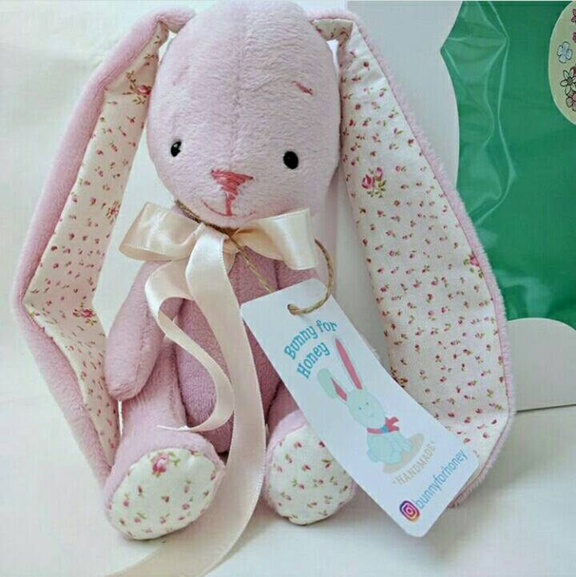 Pink stuffed animals cute rabbit girl organic baby toy | Etsy