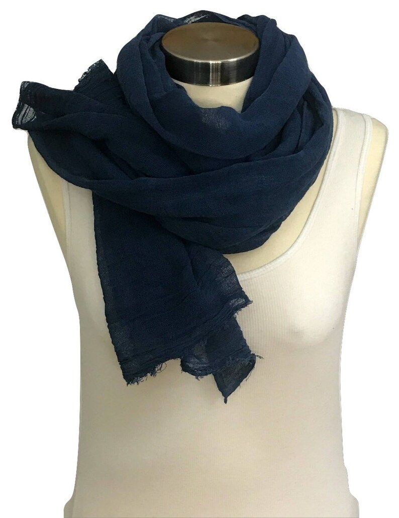 Blue Scarf Cotton Scarf Indigo Scarf Woman Scarf Indigo Etsy