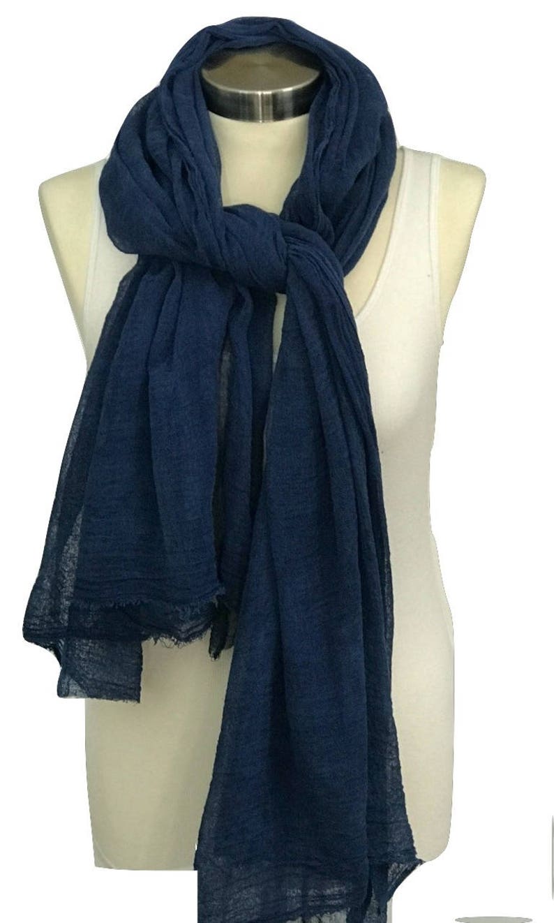 Blue Scarf Cotton Scarf Indigo Scarf Woman Scarf Indigo Etsy