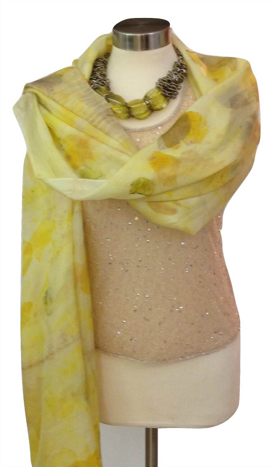 Yellow Scarf Eco Print Silk Shawl Womens Scarves Gift for - Etsy Israel