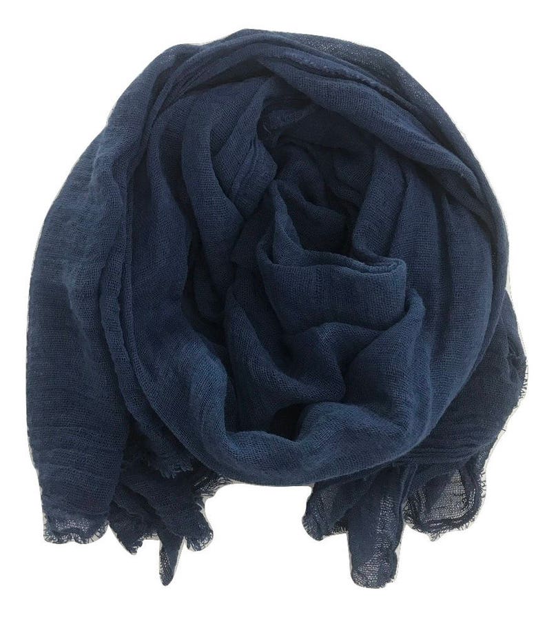 Blue Scarf Cotton Scarf Indigo Scarf Woman Scarf Indigo Etsy