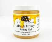 Aloe Honey Styling Gel 8oz jar Handcrafted, Natural, Curl Definer, Organic Gel, Aloe Vera, Flaxseed, Hair Gel