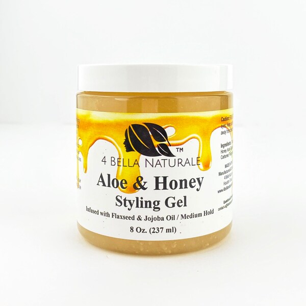 Aloe & Honey Styling Gel 8oz jar Handcrafted, Natural, Curl Definer, Organic Gel, Aloe Vera, Flaxseed, Hair Gel