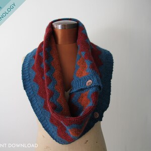 Patrón de cuello de crochet con steeks: trabajo en color, terminología del Reino Unido (patrón en PDF)