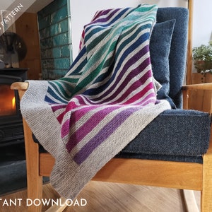 Knitting Pattern Blanket SCOTTISH RAINBOW BLANKET Easy Intarsia Garter Stitch 4ply Advent Yarn Calendar image 1