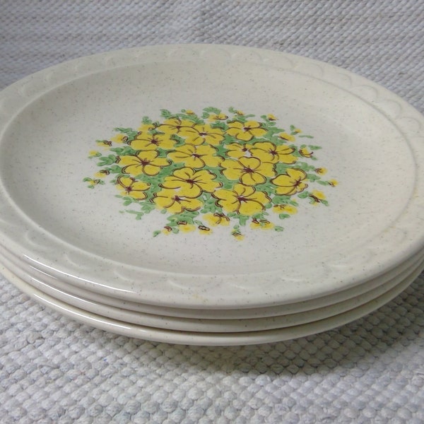Yellow Floral Plates Etsy
