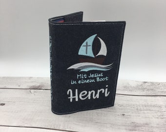 Gotteslobhülle Gebetbuch Boot Schiff Geschenk Kommunion Firmung Geschenkidee Gott Kirche religiös personalisiert Ostern