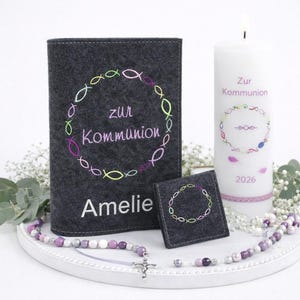 Gotteslobhülle aus Filz kleine Fische Gebetbuch Hülle Geschenk Erinnerung zur Kommunion Firmung Konfirmation Geschenkidee Kommunion