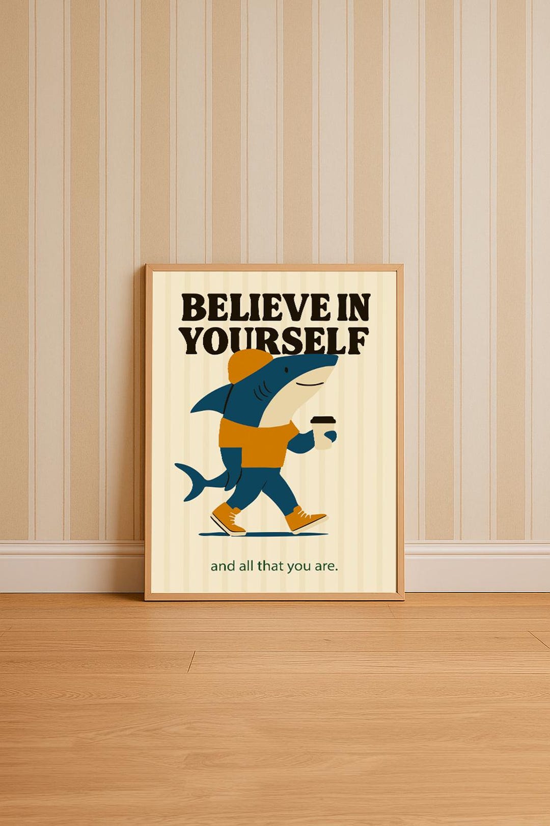Shark Poster Printable Believe in Yourself Motivational Wall Art for ...