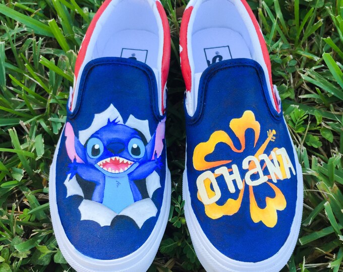 Adult Hand Painted Lilo & Stitch Inspired Canvas Shoes Made to Order - Etsy