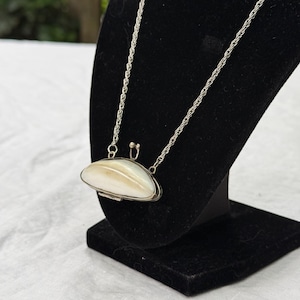 Antique 1900's Snuff Box Shell Pendant Necklace
