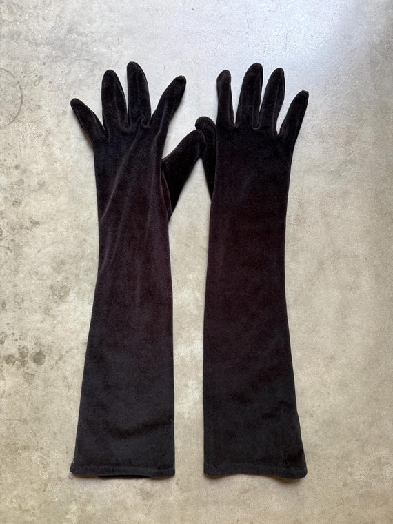 Vintage Costume House Velvet Black Opera Gloves