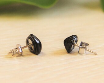 Shungite earrings studs, beads, shungite french hook earrings, Shungit jewelry, EMF protection, crystal healing, Christmas gift for her
