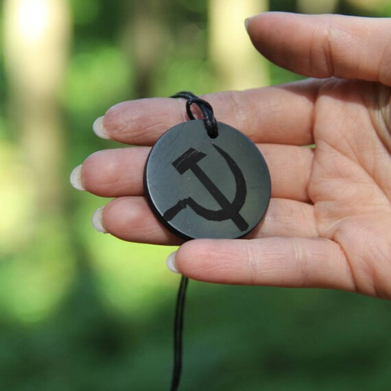 Regular Shungite Pendant Hammer and Sickle EMF Protection Chakra Balancing