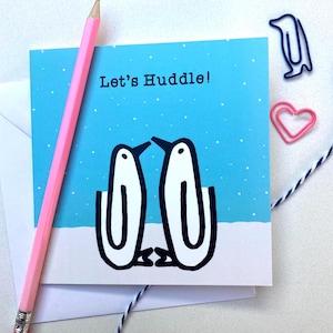 Amor, Tarjeta de pingüino, Feliz aniversario, Nieve, Acurrucarse, Abrazos