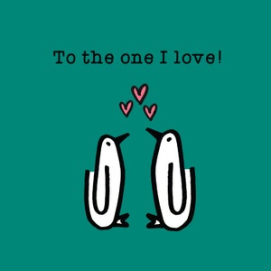 Love, Penguin card, Anniversary, Valentine's Day