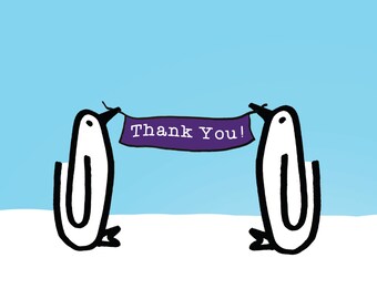 Thank you, penguins, thank you card, igloo, banner