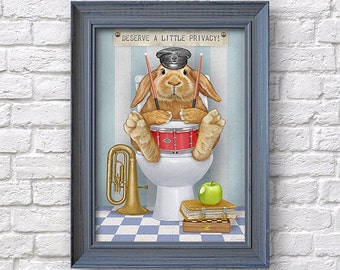 Welke Bekentenis ritme Bunny Poster Rabbit Print Funny Privacy WC Art Children - Etsy Norway