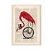 Flamingo Print Animals on Bicycle Poster Bicycling One Wheel - Etsy