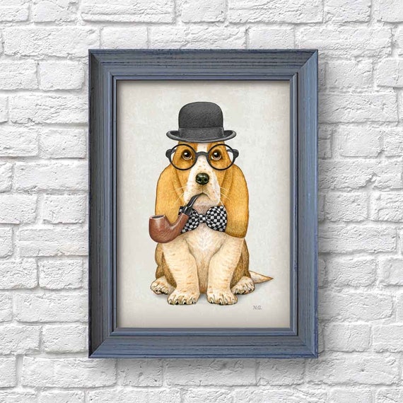 Basset Hound Print Dog Sherlock Holmes 