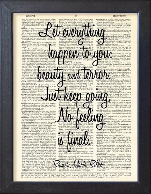 Let Everything Happen To You Quote Rilke Quote Print Let Everything Happen To You Book Page Art | Etsy Denmark