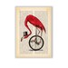 Flamingo Print Animals on Bicycle Poster Bicycling One Wheel - Etsy