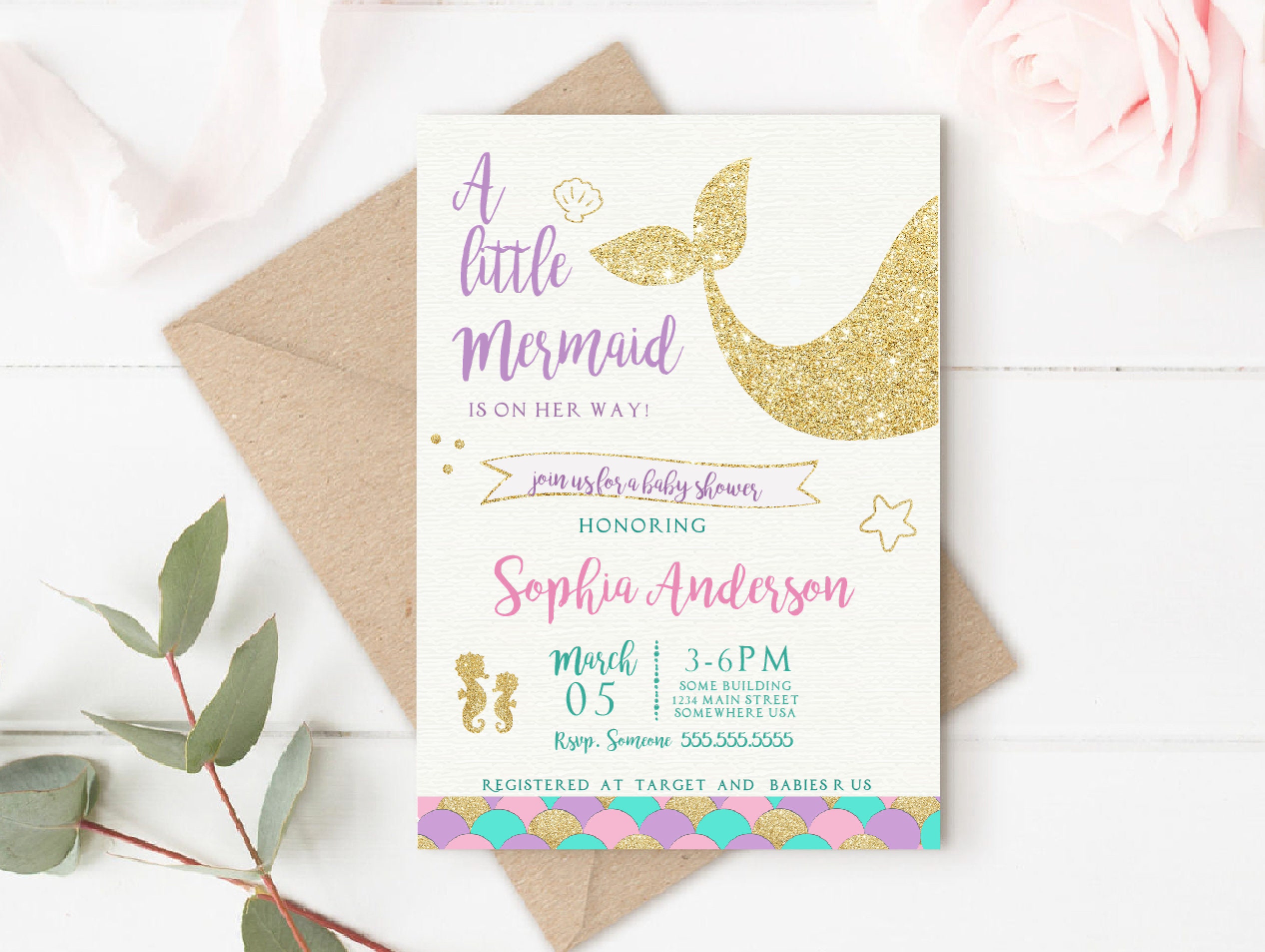 little mermaid baby shower invitations