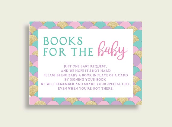 Mermaid Baby Shower Books For The Baby Books In Lieu Of Etsy