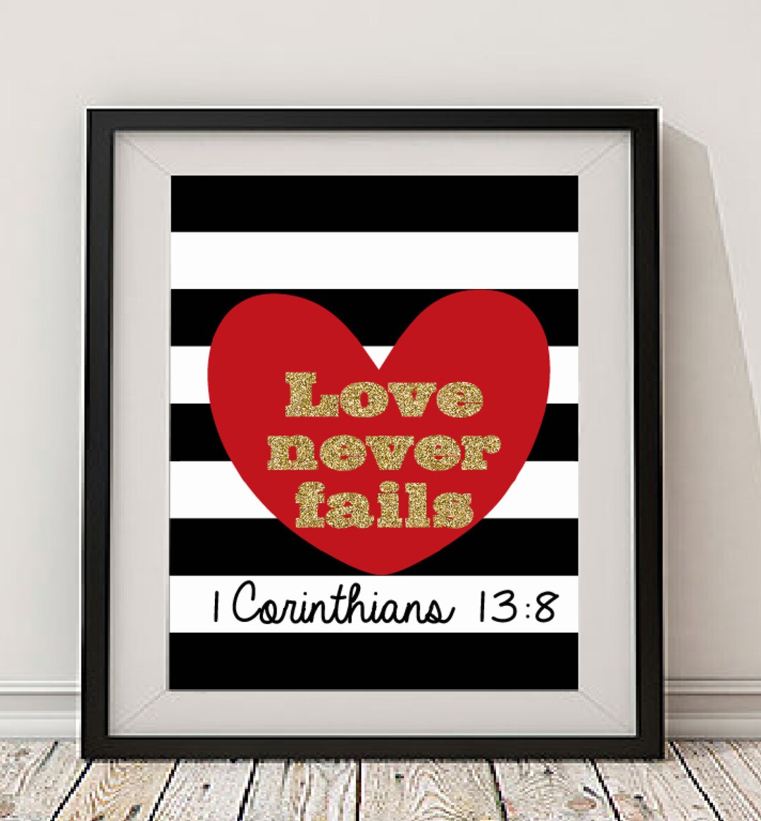 Love Never Fails Wall Artbible Verse Printable Art Etsy