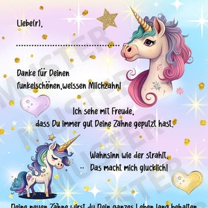 Zahnfee Brief Karte Einhorn
