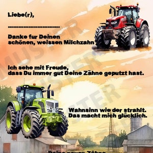 Zahnfee Brief Karte Traktor