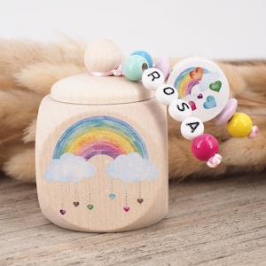 Milk tooth box with name rainbow colorful