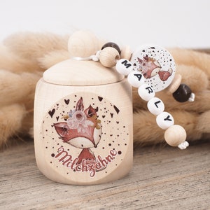 Milchzahndose mit Namen Fuchs