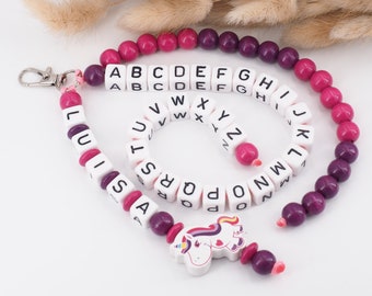 Rechenkette ABC Kette mit Namen Mädchen Einhorn Pferd lila pink Schulanfang Einschulung Geschenk Schultüte Alphabet Zahlenraum