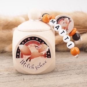 Milchzahndose mit Namen Fuchs