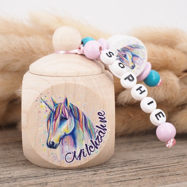 Milk tooth box with the name unicorn