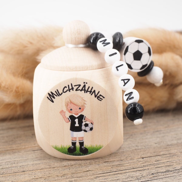 Milchzahndose mit Namen Fußball blonde Haare