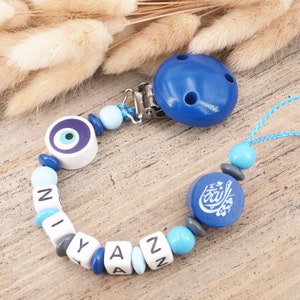 Schnullerkette mit Namen Mädchen ★ Mashallah ★ Babygeschenk rosa ★ Arabisch Schnullerkette mit Namen Mädchen ★ Mashallah ★ Babygeschenk rosa ★ Arabisch
