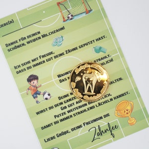 Zahnfee Brief Karte Fußball mit Goldmünze